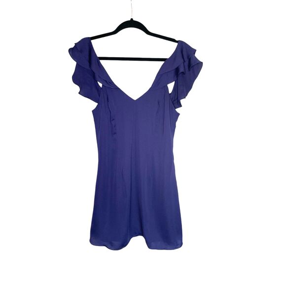 NWT Revolve Ruffle Sleeve Mini Dress Size M - Navy/Plum - Picture 2 of 9
